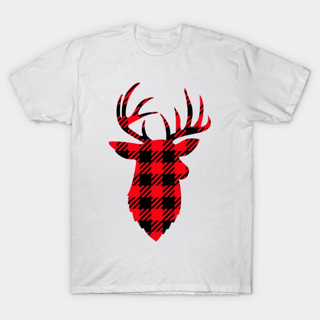 Buffalo Plaid Deer T-Shirt by Coral Graphics